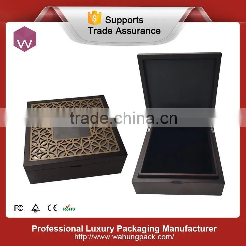 Empty inside black glossy painting chocolate box with two floors