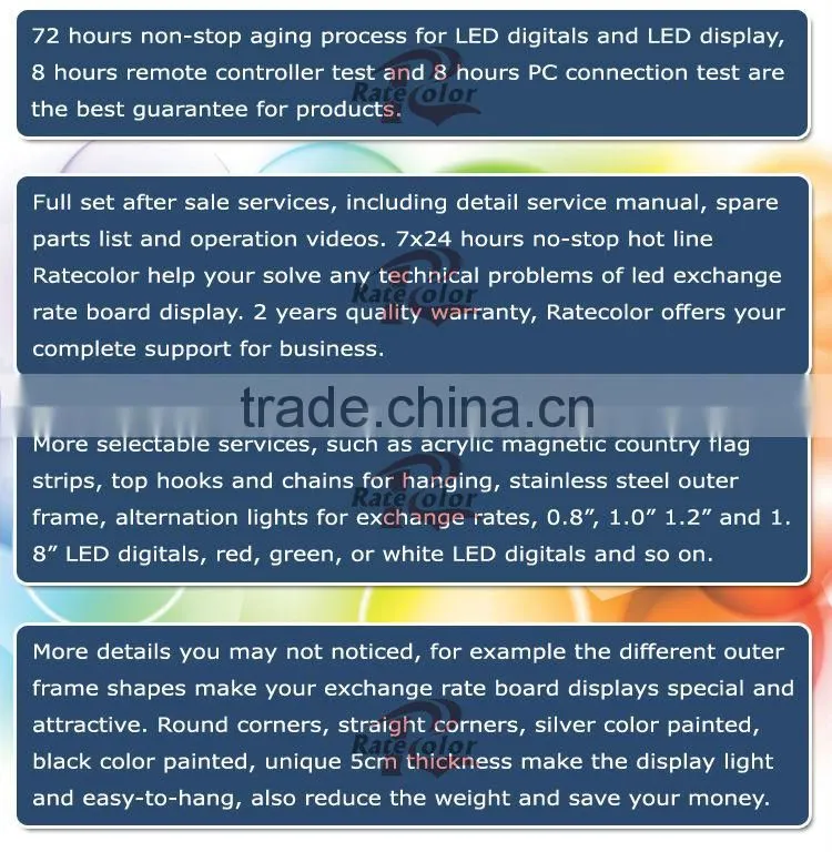 Wall Mouted Aluminum Fram LED Electronic currency exhange rate display board for Bank