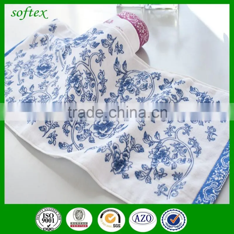 cotton velour towels,flowers Peony print cut pile face towels
