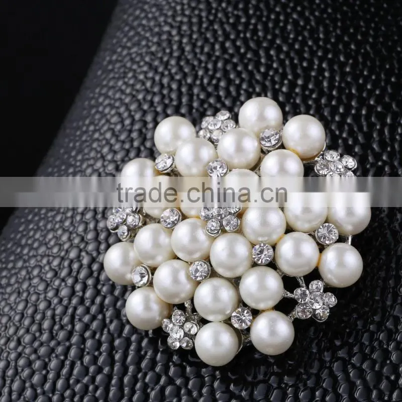 Flower Crystal Brooch With Pearls,Leaf Rhinestone Pearl Brooch Pin,Brooch For Wedding