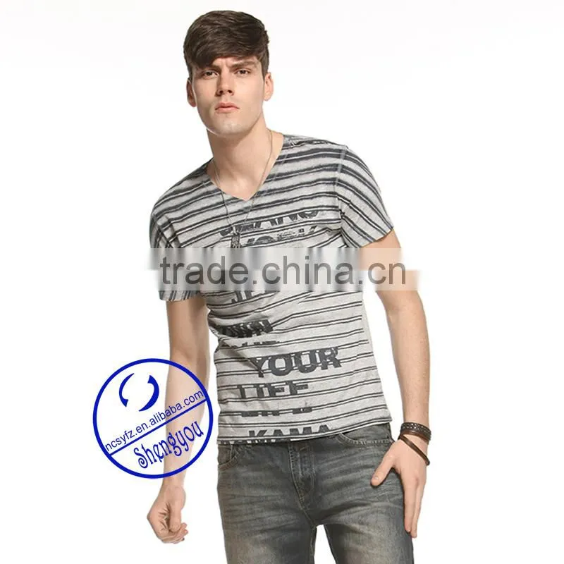 custom 2015 new design mens v-neck full print t shirts wholesale china