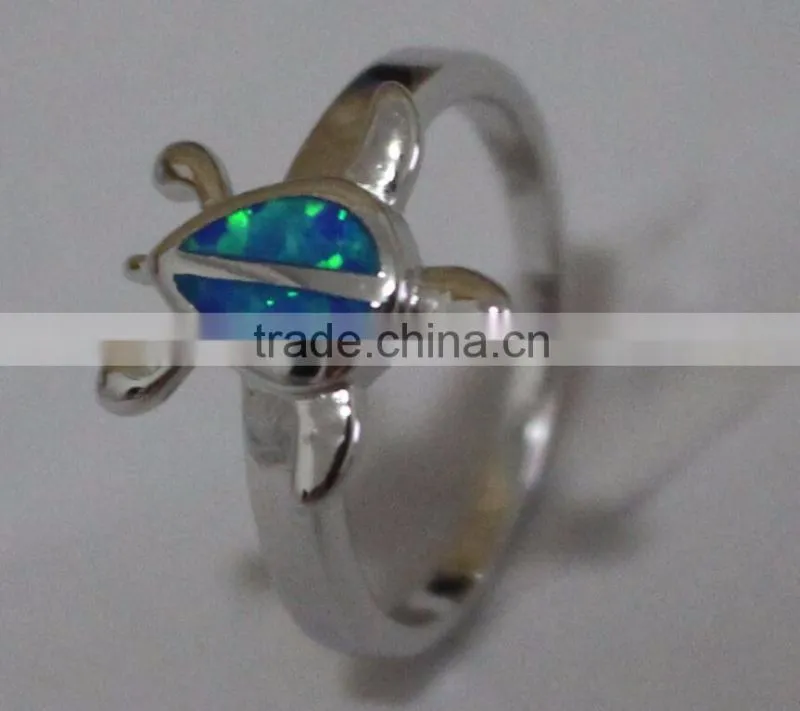 Unique Synthetic Fire Opal 925 Sterling Silver Opal Turtle Engagement Rings