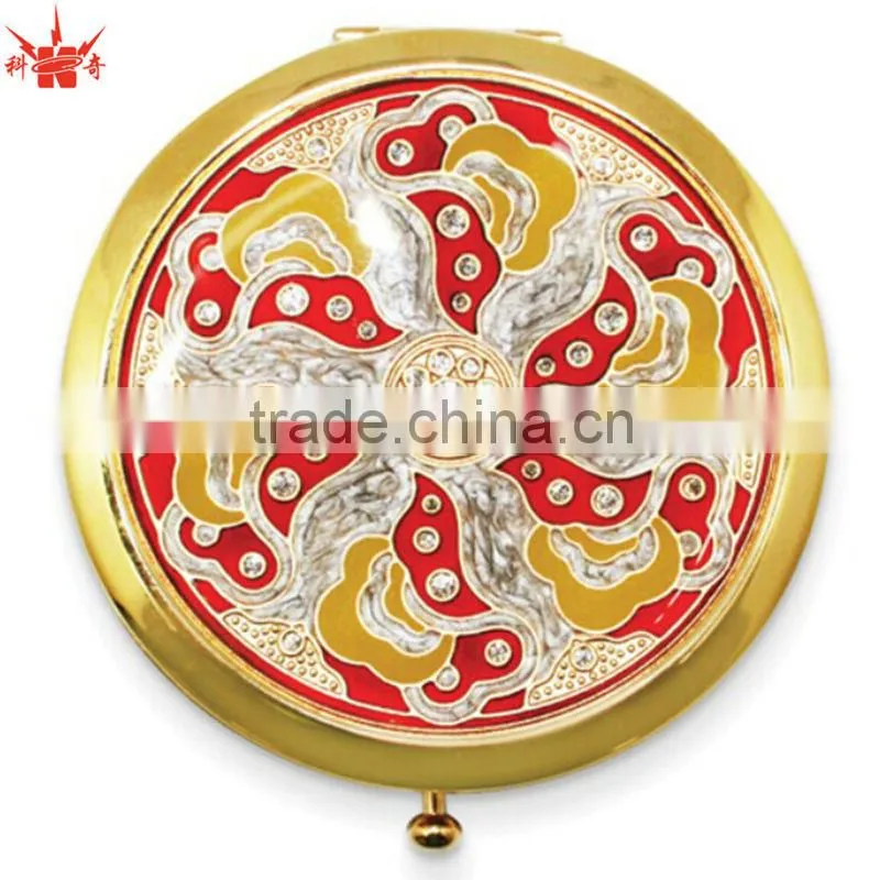Luxury Oval Silver Pocket Mirror With Push Button Clasp Mirror