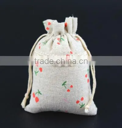 New design small flowers jute drawstrings bag china factory