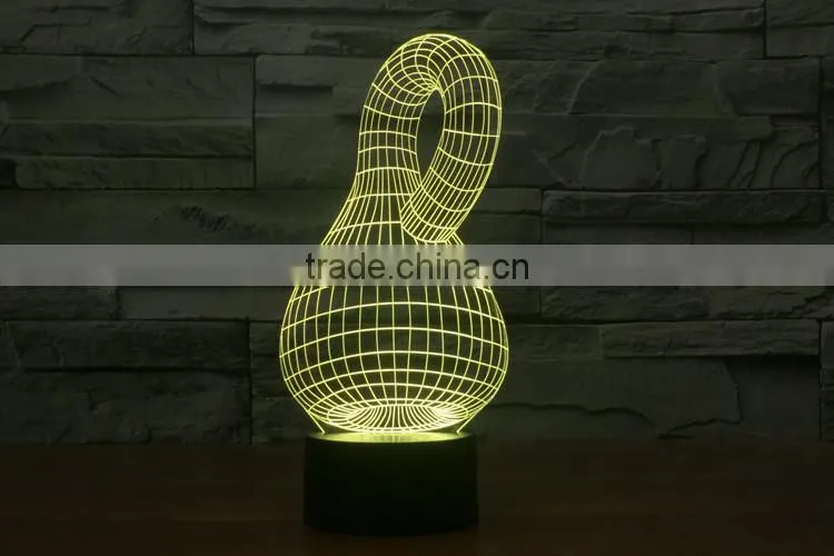 calabash shape 3d optical illusion acrylic led night light lamp touch control + battery operated christmas led lights