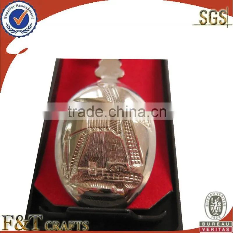 Zinc alloy 3Dbuildings high quality plating nickle spoon/souvenir gift
