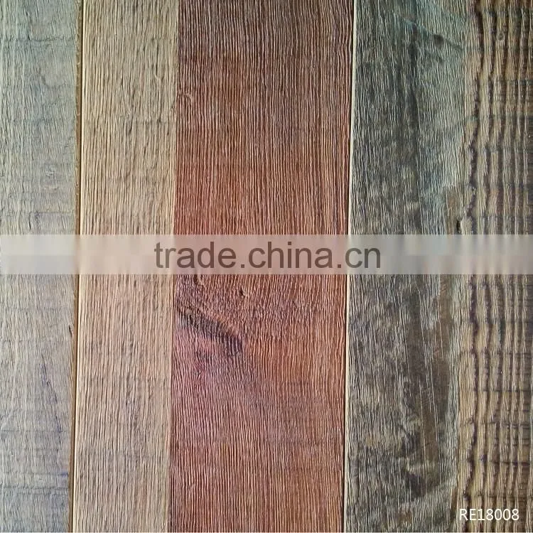 Brown Oil Recycled Pine Wood Flooring Reclaimed Surface Design