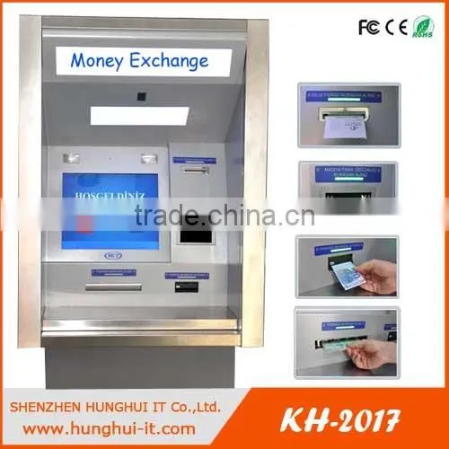 Currency exchange kiosk touch screen kiosk with cash and coin exchange