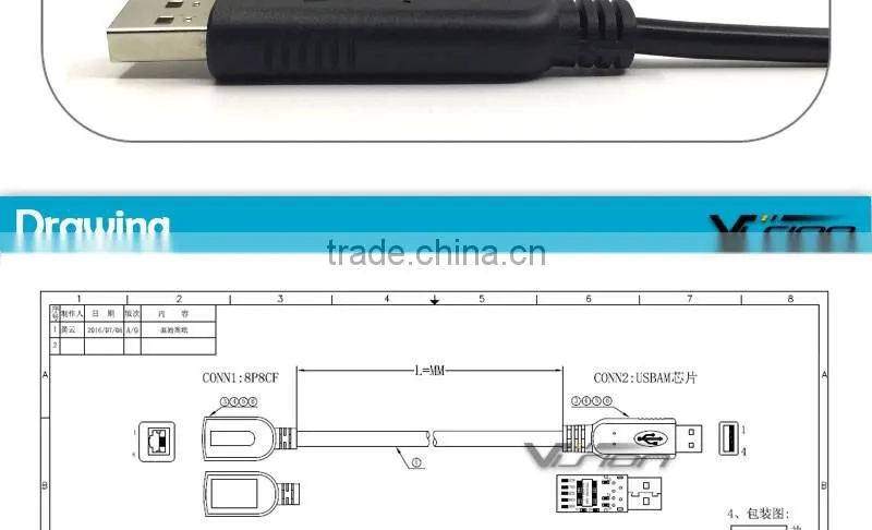All new Cisco USB male to RJ45 female console cable with FTDI chip in black