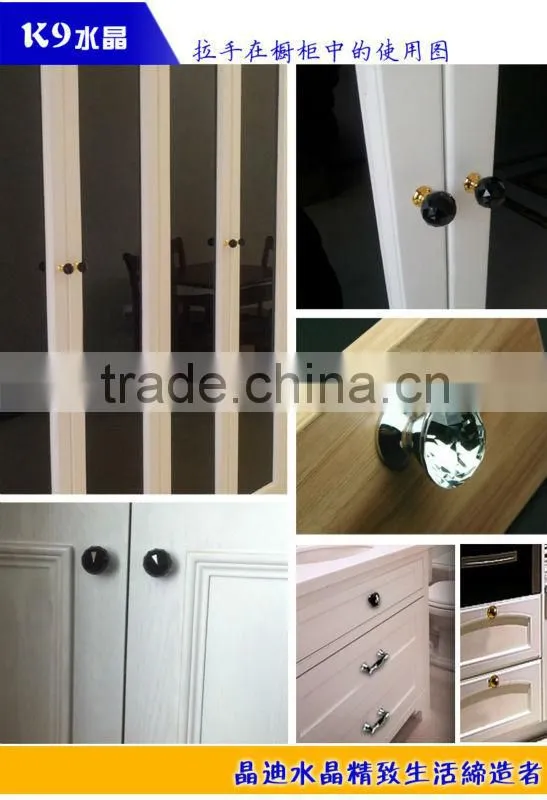 Diamond Insert Crystal Glass Cabinet Knobs Drawer Pull Furniture Handle