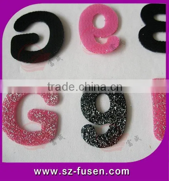 2013 custom letters cheap cloth iron-on garment accessories - badges and patches embroidery woven badge for grment factory price