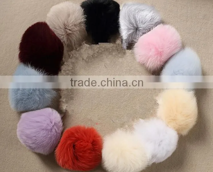 2015 Colorful Dyed Customize Real Fox Fur Pom Poms / Pompom Keychain