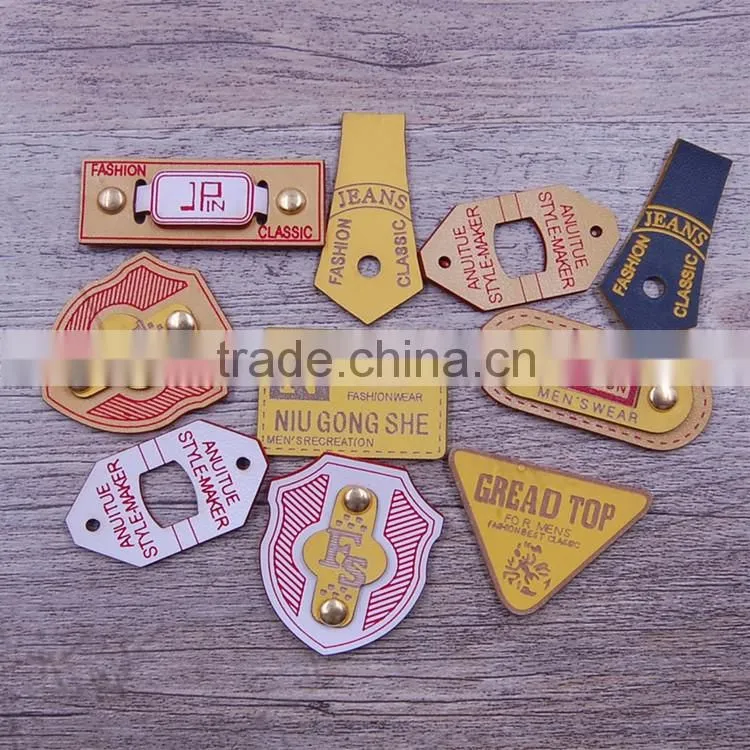 New design leather fiber pocket fold decoration printed clothing brand label