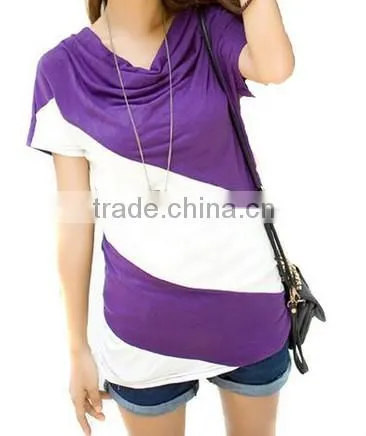 2015 lastest longest Sleeve Color split slant Pockets Boat Neck Shirt
