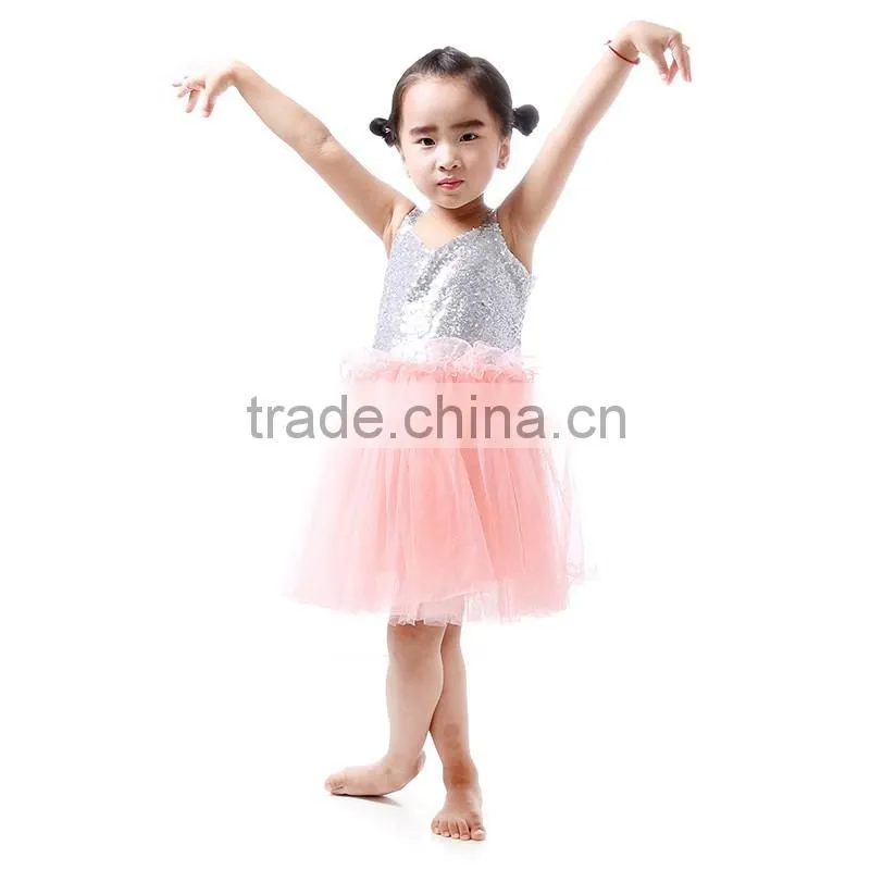 Hot sale elegant dust pink with chiffon ruffles on the bottom children maxi girl dress