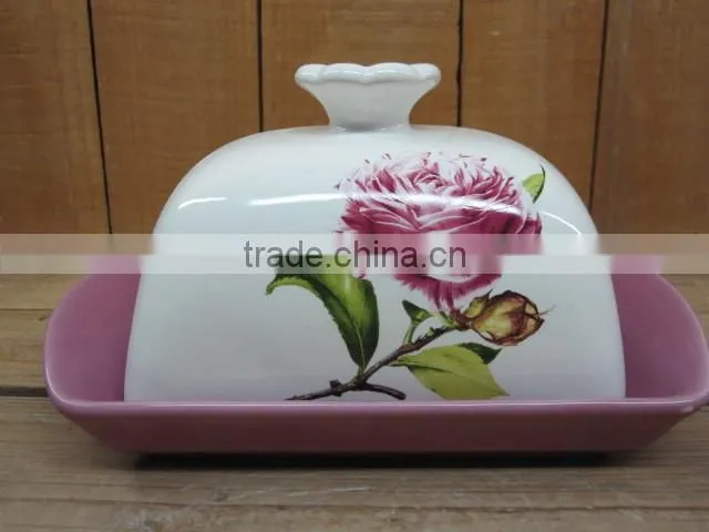 Individual ceramic butter dish with lid
