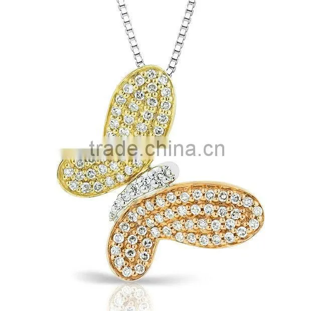 Two tone Color pendant 925 sterling silver necklace jewelry