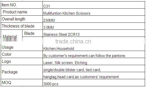 Multi-Purpose 8 Function Kitchen Refrigerator scissors
