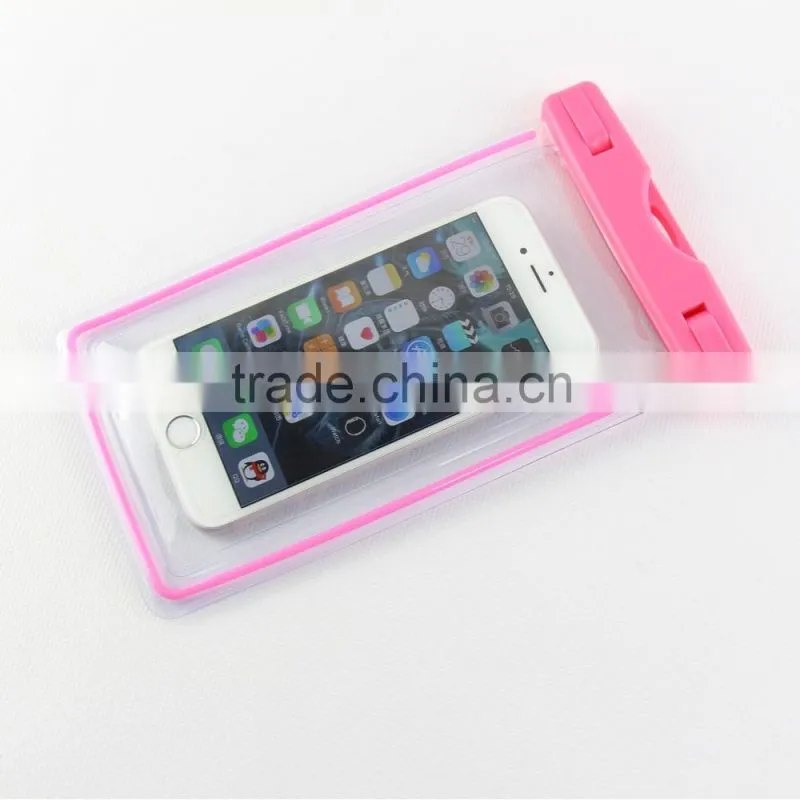 Cell Phone Waterproof Case Dry Pouch Bag with glow stick