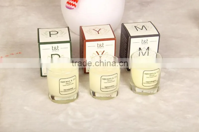 Luxury scented soy candle in glass jar