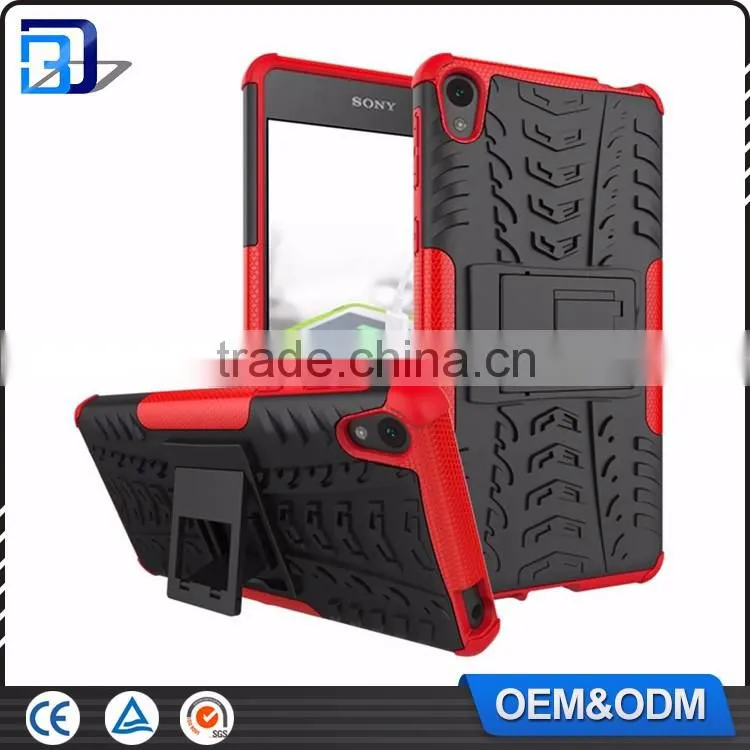 Mobile Phone Accessories 2 in 1 Dual Slim Armor TPU + PC Kickstand Case For Sony Xperia E5 Rugged Cover Amazon Best Sell