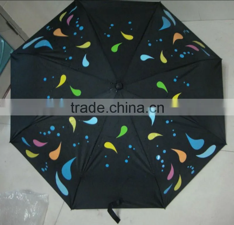 2017 New Beautiful Colorful Butterfly Printing Automatic 3 Fold Colour Changing Portable Umbrella