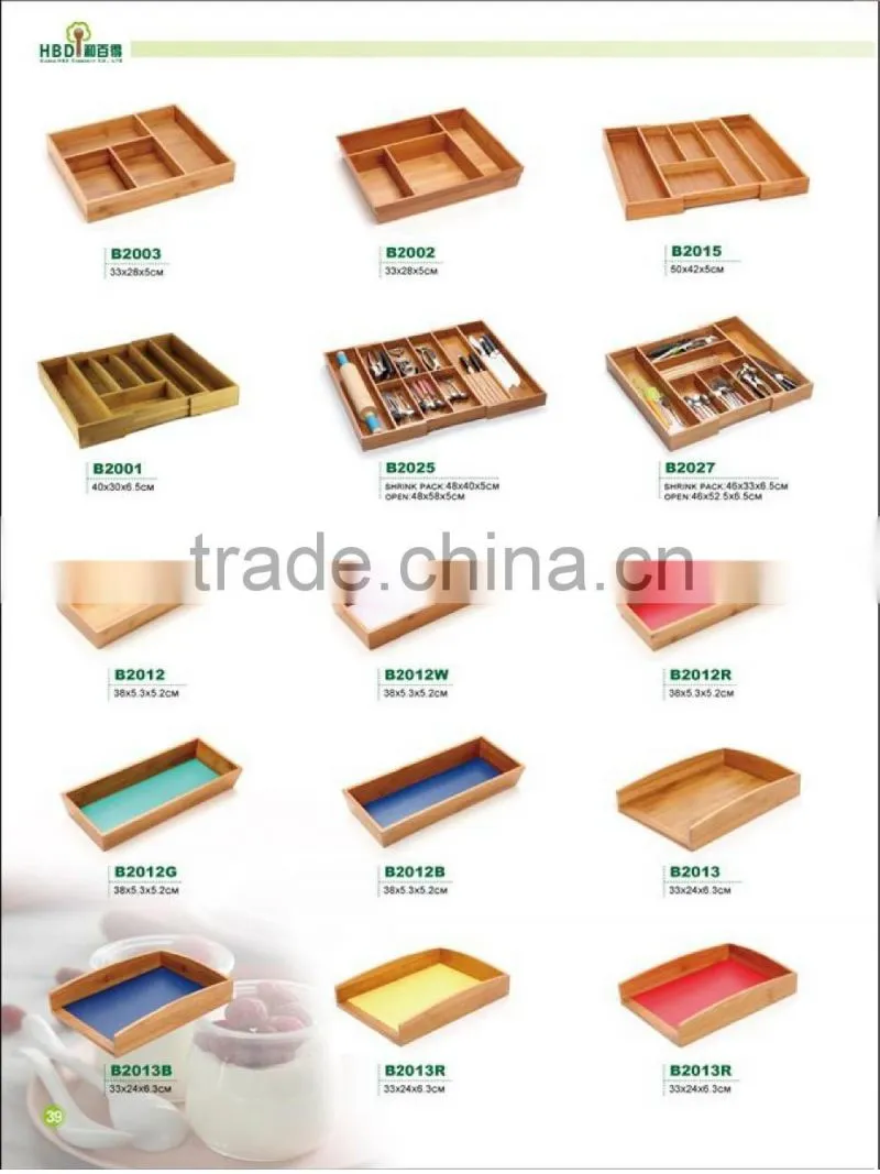 High quality wholesale Wooden Bamboo cutlery tray, flatware tray, flatware organizer
