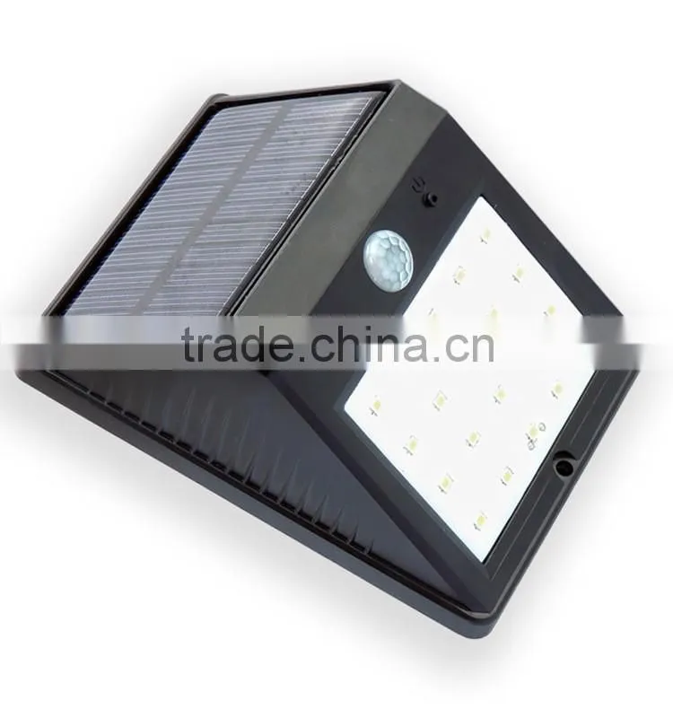 20 led triangle shape 800mah battery PIR sensor + Light control+weak light solar motion sensor light