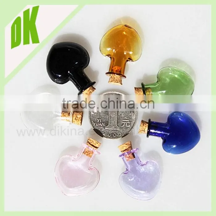 20ml 10ml 5 2ml Wide Mouth Tiny Jars/ small Vials with cork/ caps/ hook/ chain. Clear empty colored essential oil glass bottle