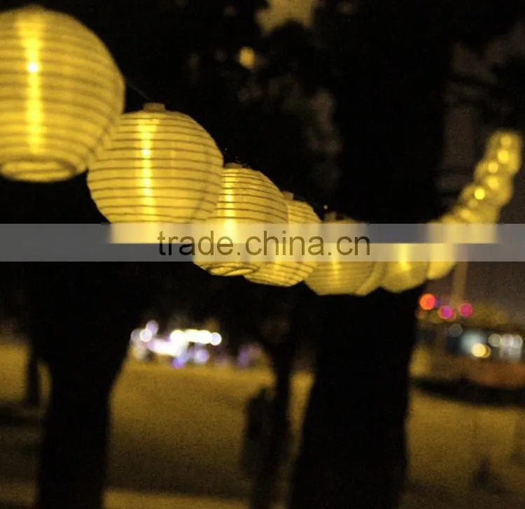Solar String Lights Outdoor 15.7ft 20 LED Warm White Fabric Lantern Christmas Globle Lights