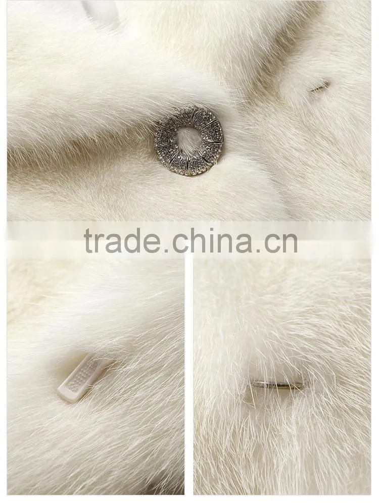 wholesale short white mink fur leisure coat for women