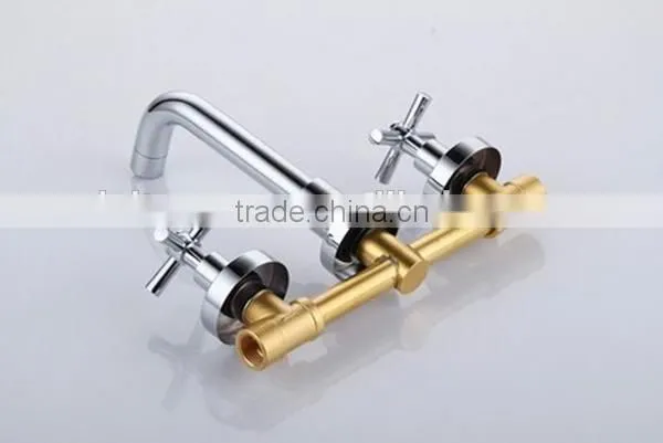 double handle wall mounted faucet, bathroom basin faucet & basin water tap