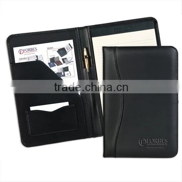 dongguan factory Promotional gifts ring binders portfolio, leather zipper folder