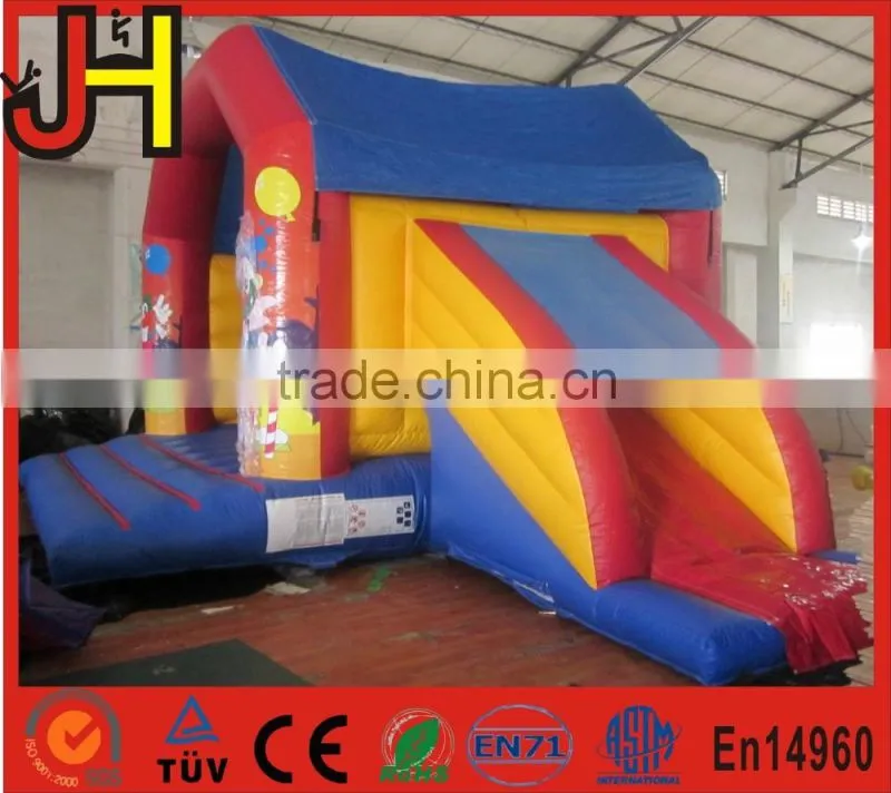 Commercial party bouncers with clown theme inflatable toy cartoon bouncy castle inflatable slide