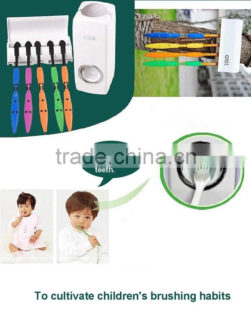 Toothpaste Dispenser Wall Mounted Automatic Toothpaste Squeezer Toilet Brush Holder Hands Free Dust-proof Toothpaste Squeezer