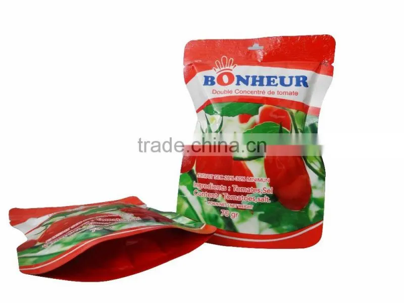 70g 56g stand pouch tomato paste double concentrated 28-30%
