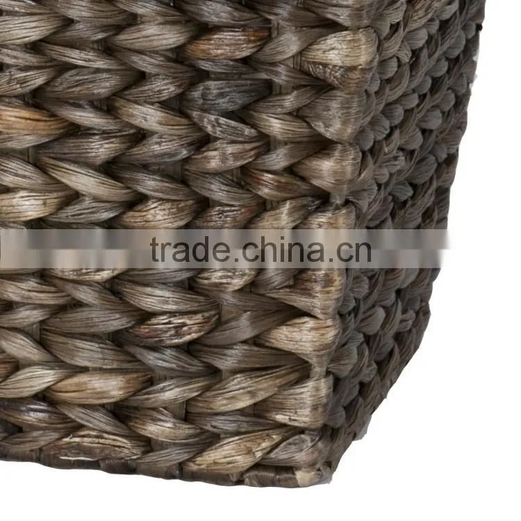 Water hyacinth shallow mouth design large lining inside basket with handle