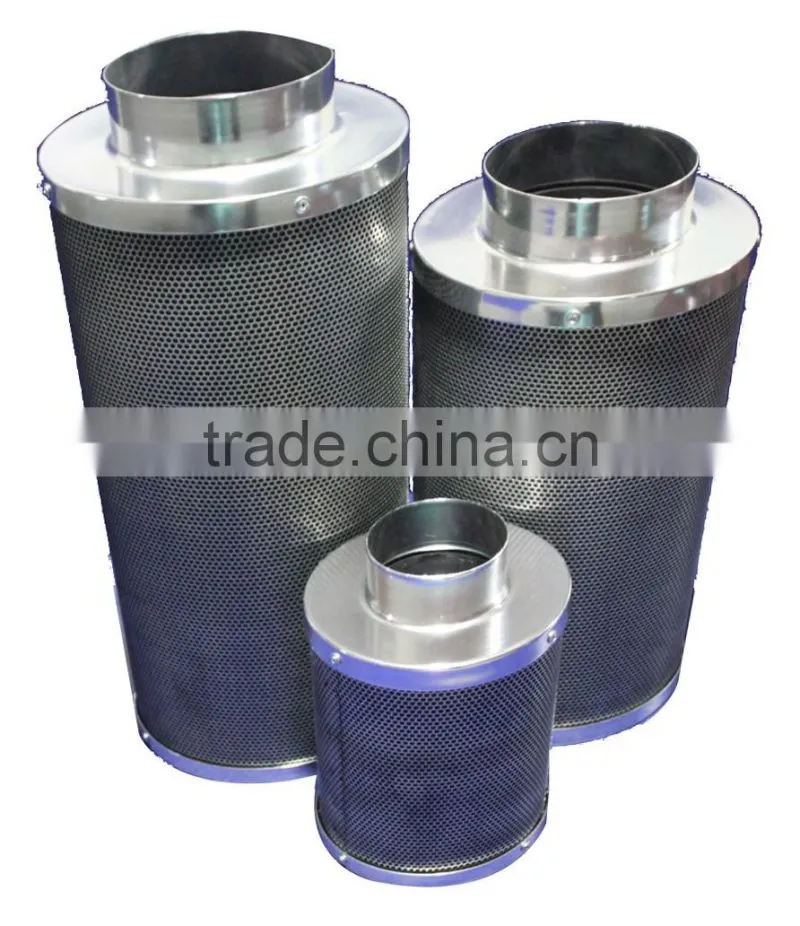 Hydroponic greenhouse HVAC ventilation 4" x 8" / 4"x 12" activated virgin carbon bed filter for connecting air duct / inline fan
