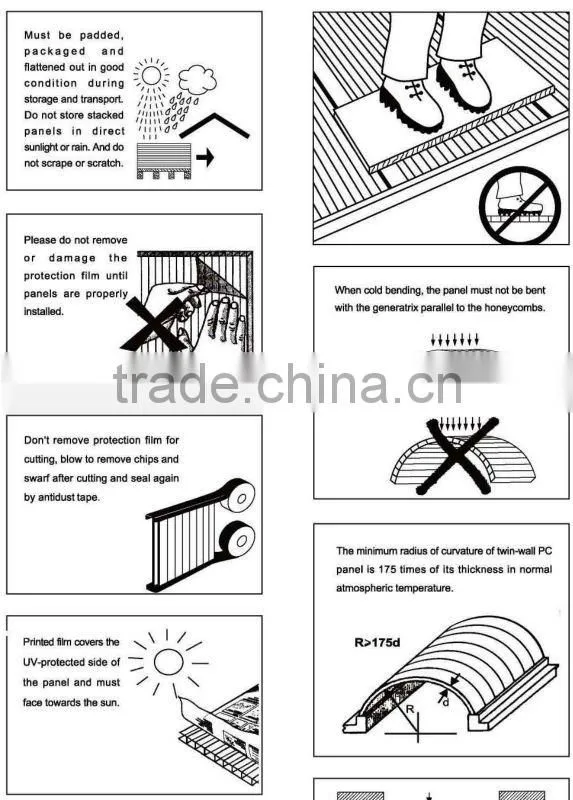 CHIMEI 243M polycarbonate sheet for decorations and roofing