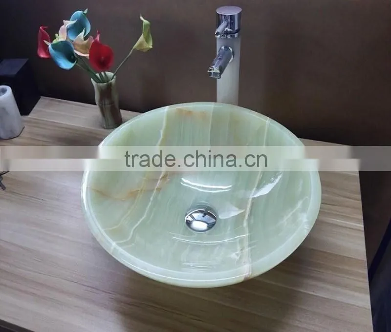 Round shape green onyx polished sinks and basins