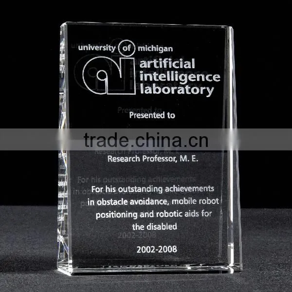 2016 elegant new design clear crystal trophy for souvenir