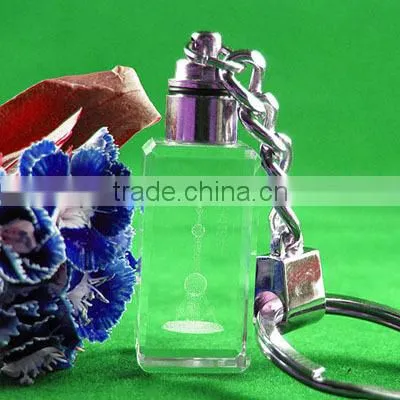 fashion building lasered crystal keychain wholesale
