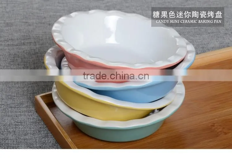 Stocked Round Dinnerware Colorful High Quality mini ceramic Pizza plate