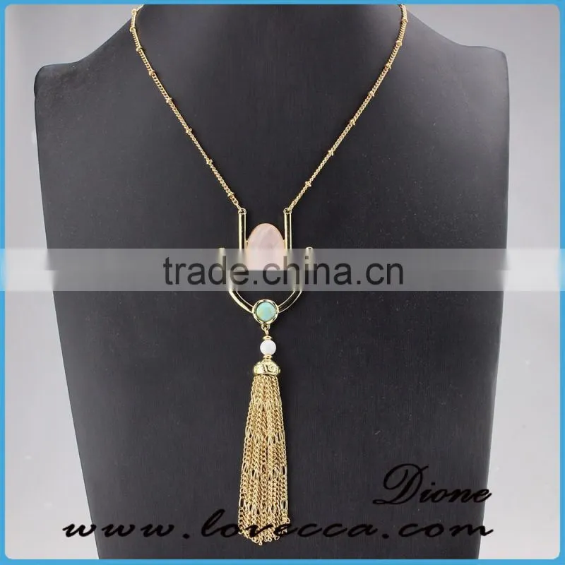 Wholesale Jewelry Gemstone Natural Stone Crystal Quartz Pendant Turquoise Necklace