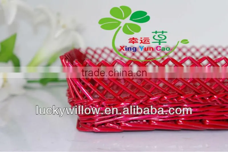graceful rectangle red willow bread basket