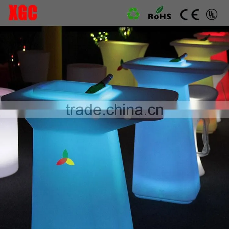 cheap plastic round tables for sale/Colorful light LED Plastic Furniture Bar table