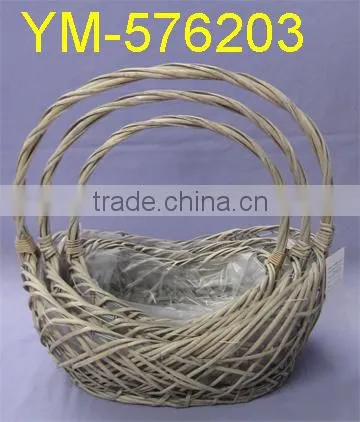 good selling White Round Willow Basket With Handle