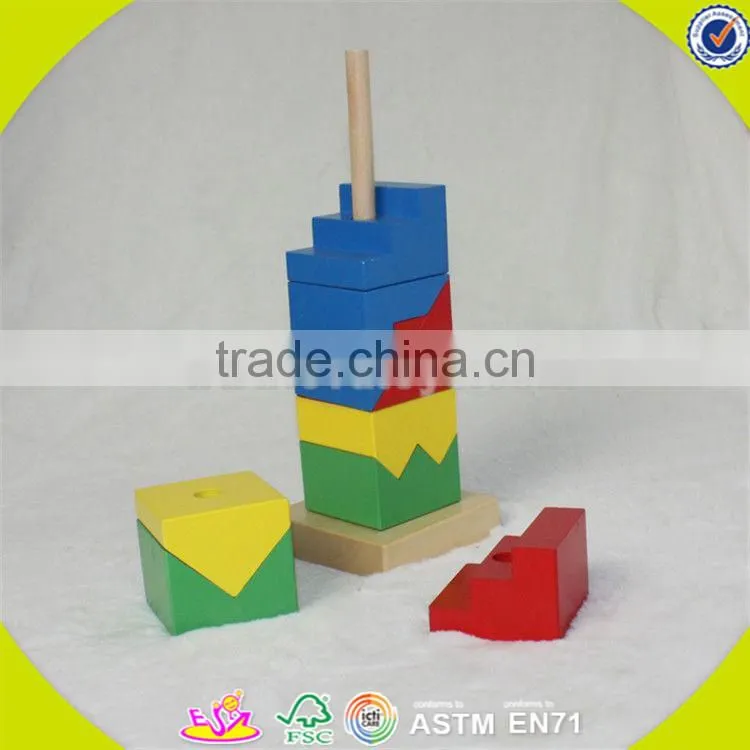 wholesale hot colorful baby wooden stacking blocks toy new fashion kids wooden stacking blocks game toy W13E070