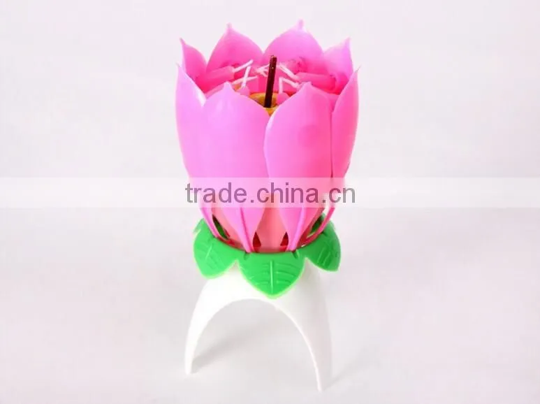 Hot Sale Popular Fireworks Lotus Flower Music Birthday Candle