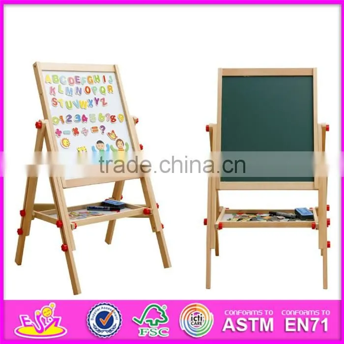 2017 new design adjustable children wooden double sided drawing board W12B107